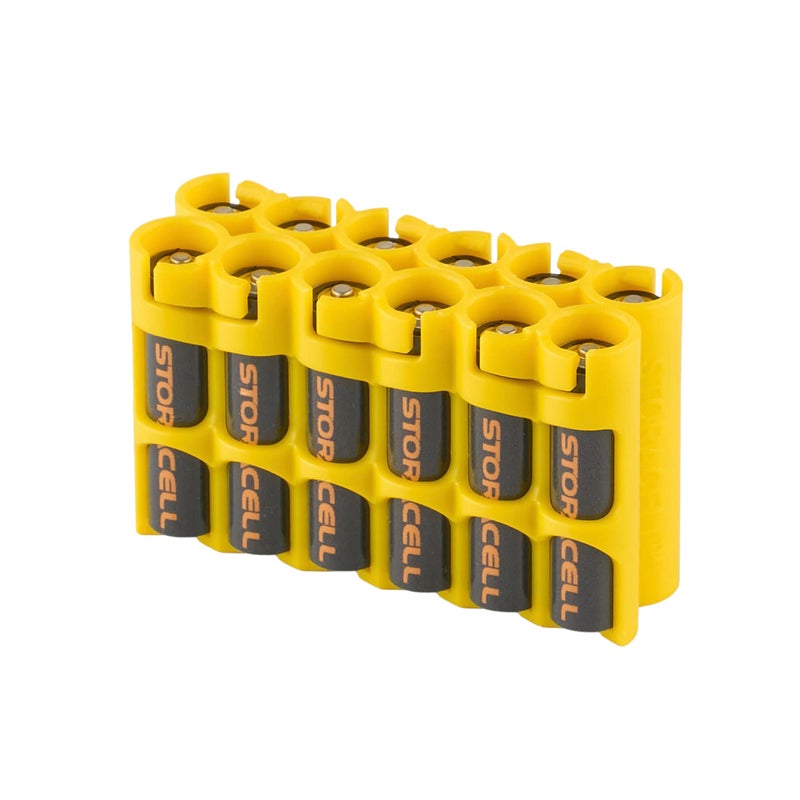 Storacell AAA Battery Storage Caddy by Storacell, Yellow, Holds 12 Batteries (Not included) - Image 1